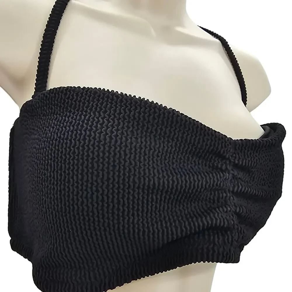 J. Crew Womans size XXL Scrunchie Sweetheart Convertible Bikini Top Black NEW